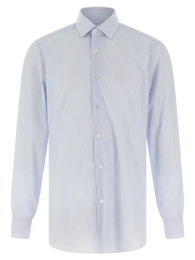 Barba Napoli Barba Striped Cotton Poplin Shirt In Blue