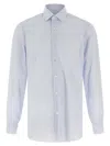 Barba Napoli Vertical Stripe Cotton Poplin Shirt With Structured Collar In White