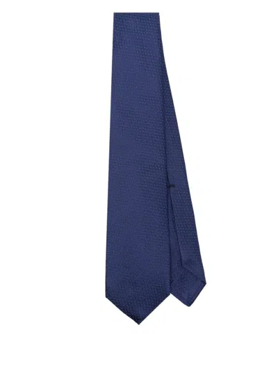 Barba Napoli Barba Textured Blue Tie With Elegant Design In Green