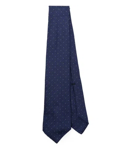 Barba Napoli Barba Textured Blue Tie With Subtle Pattern In Black