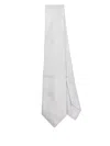 Barba Napoli Barba Textured Light Grey Tie With Pointed Tip In White