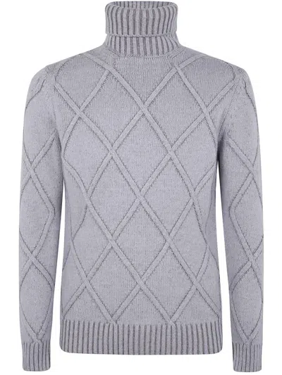 Barba Napoli Argyle Roll-neck Sweater In Gray