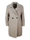 Barba Napoli Double-breasted Coat Made Of Soft And Precious Alpaca And Wool With Side Pockets And Button Closure In Nude