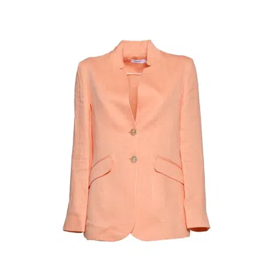 Barba Napoli Blazer Gi1 Single Breasted In Peach Linen