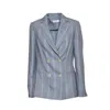 Barba Napoli Barba Blazer Gi2 Double Breasted In Light Blue Linen
