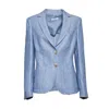 Barba Napoli Barba Blazer Jaqueline Single Breasted In Light Blue Linen