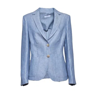 BARBA NAPOLI BLAZER JAQUELINE SINGLE BREASTED IN LIGHT BLUE LINEN