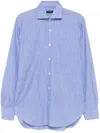 Barba Napoli Barba White And Light Blue Striped Shirt In Blue