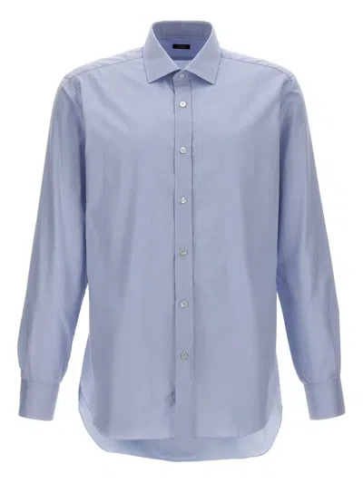 Barba Napoli Barba Textured Cotton Shirt In Blue