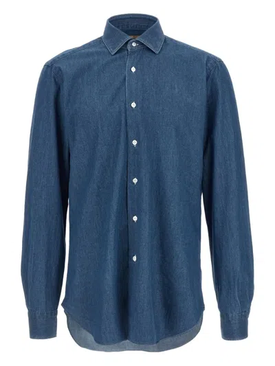 BARBA NAPOLI BUTTON DENIM SHIRT