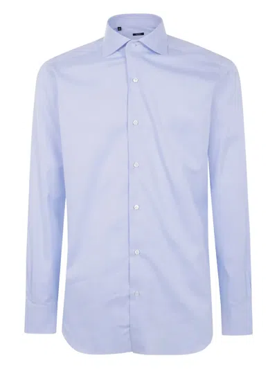 Barba Napoli Barba Classic Honeycomb Weft Shirt Clothing In Blue