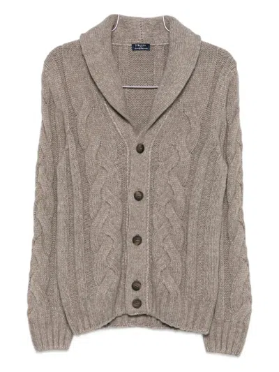 Barba Napoli Button-up Cable-knit Cardigan In Brown