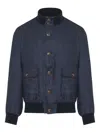 Barba Napoli Button-up Denim Bomber Jacket In Blue