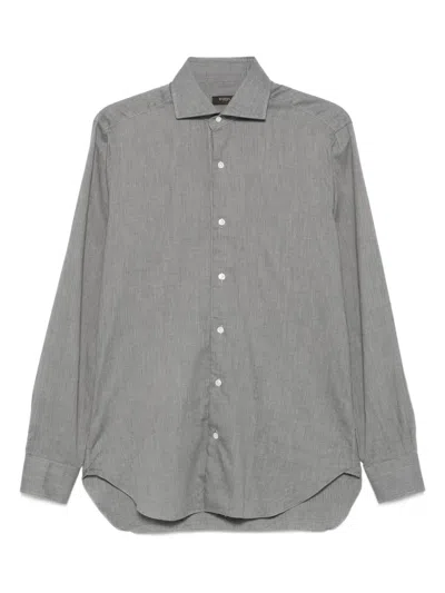 Barba Napoli Buttoned Cotton Shirt In Gray