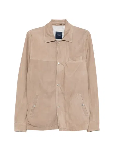 Barba Napoli Buttoned Leather Jacket In Neutral