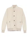 Barba Napoli Panna Tailored Jacket With High Collar And Zippered Pockets In Neutral
