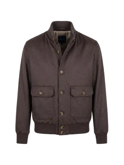 Barba Napoli Button-up Cashmere Jacket In Brown