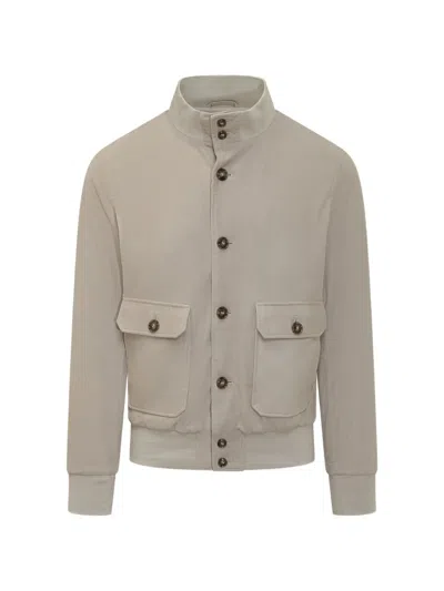 Barba Napoli Button-up Patch-pocket Jacket In Gray