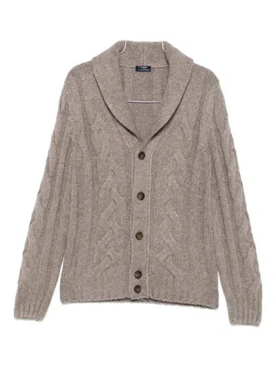 Barba Napoli Cable-knit Cardigan In Brown