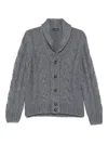 Barba Napoli Cable-knit Shawl-collar Cardigan In Gray
