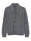 Barba Napoli Cable-knit Shawl-collar Cardigan In Gray