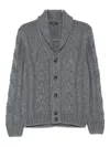 Barba Napoli Cable-knit Shawl-collar Cardigan In Gray