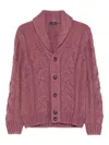 Barba Napoli Cable-knit Shawl-collar Cardigan In Pink