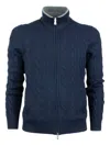 Barba Napoli Cable-knit Zip Cardigan In Blue
