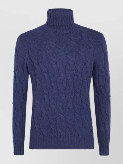 Barba Napoli Cable-knit Cashmere Turtleneck Jumper In Blue