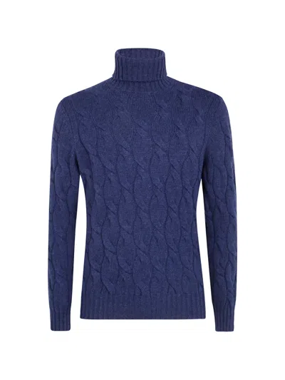 Barba Napoli Cable-knit Roll-neck Sweater In Blue