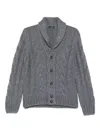 Barba Napoli Cable-knit Shawl-collar Cardigan In Gray