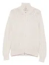 Barba Napoli Patterned Zip-up Cardigan In White