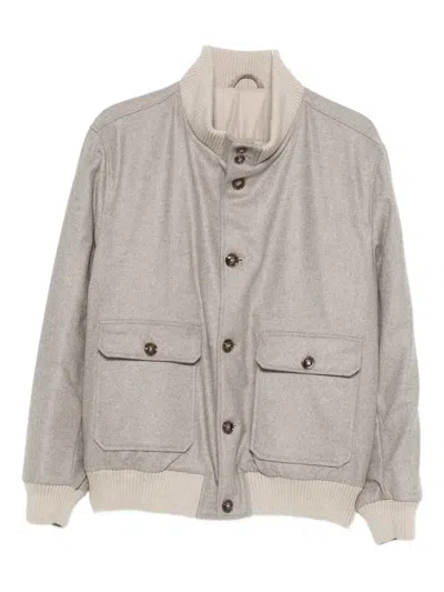 Barba Napoli Cashmere Bomber Jacket In Neutral