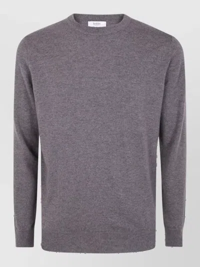 Barba Napoli Cashmere Virgin Wool Round Neck Sweater In Gray