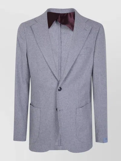 Barba Napoli Cashmere Wool Single-breasted Suit Jacket In Gray