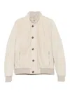 Barba Napoli Panna Tailored Jacket With High Collar And Zippered Pockets In Neutral