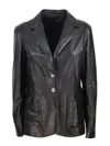 Barba Napoli Soft Leather Blazer Jacket With 2 Button Closure And Flap Pockets In Negro