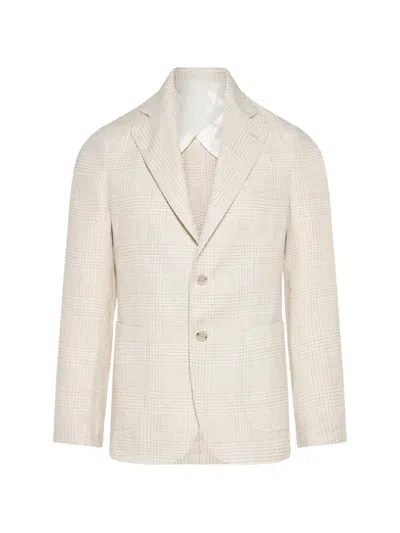 Barba Napoli Check Blazer In Neutral