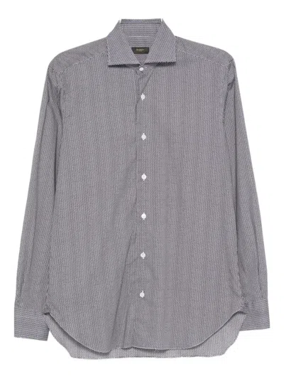 Barba Napoli Check Long-sleeved Shirt In Gray