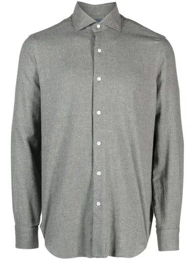 Barba Napoli Check-print Cotton Shirt In Grey