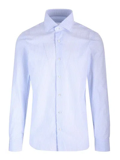 Barba Napoli Check-print Shirt In Blue