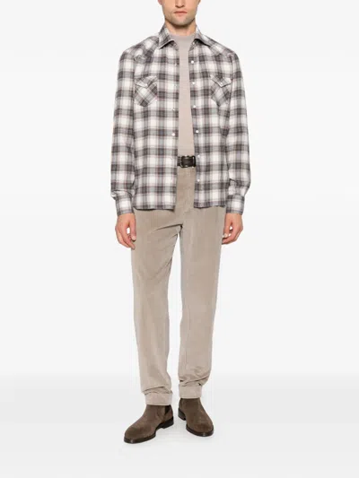 Barba Napoli Check Western Shirt In Animal Print
