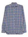 Barba Napoli Checked Long-sleeved Shirt In Blue