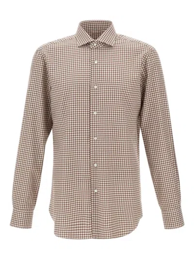 Barba Napoli Checked Long-sleeves Shirt In Brown