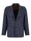 Barba Napoli Checked Single-breasted Blazer In Blue
