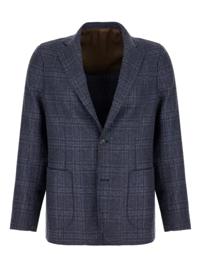 BARBA NAPOLI CHECKED SINGLE-BREASTED BLAZER
