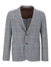 Barba Napoli Checked Two-button Blazer In Gray