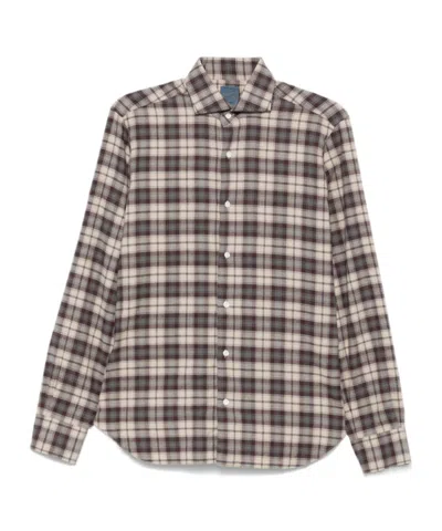 Barba Napoli Checkered Shirt In White