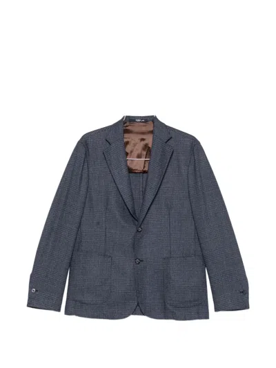 Barba Napoli Check-pattern Blazer In Blue