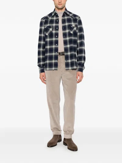 Barba Napoli Check-pattern Western-style Shirt In Animal Print